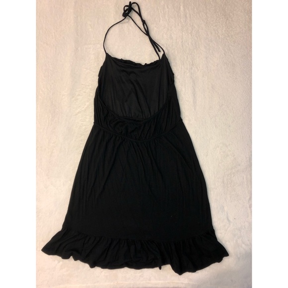 Black Halter Ruffle Mini Dress - Picture 2 of 2